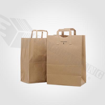 Custom Kraft Flat Handle Grocery Bags