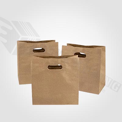 Custom Kraft Take Out Bags with Die Cut Handles
